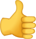 A digital, visual representation of the thumbs up emoji